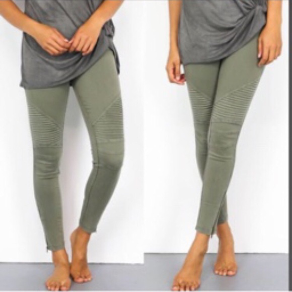 Olive Moto Biker Pants - Picture 6 of 8